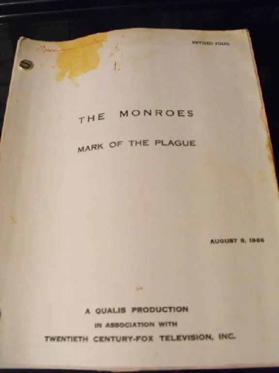 The Monroes - Mark Of The Plague Script Book
