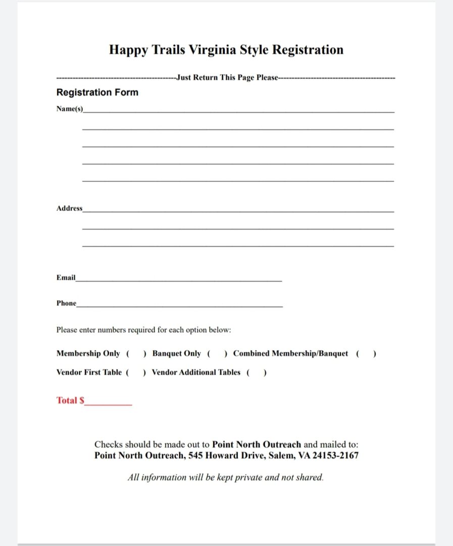 Happy Trails Virginia Style Registration Form